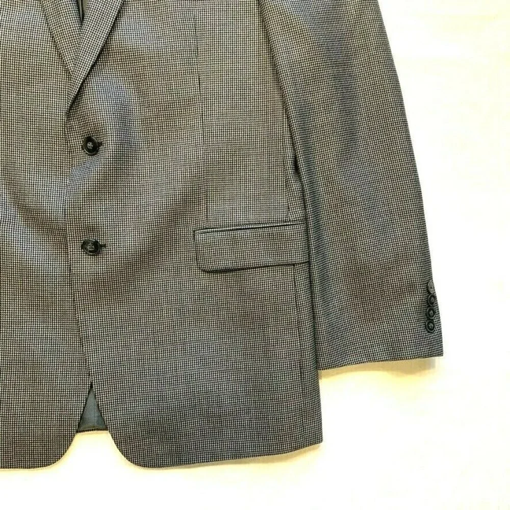 Calvin Klein Nailhead Silk‎ Wool Blazer Sport Jacket Coat Two Button 40L EUC